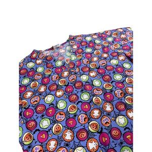 Dickies Purple Halloween Scrub Top Small Jack O Lantern Ghost Boo Candy Corn
